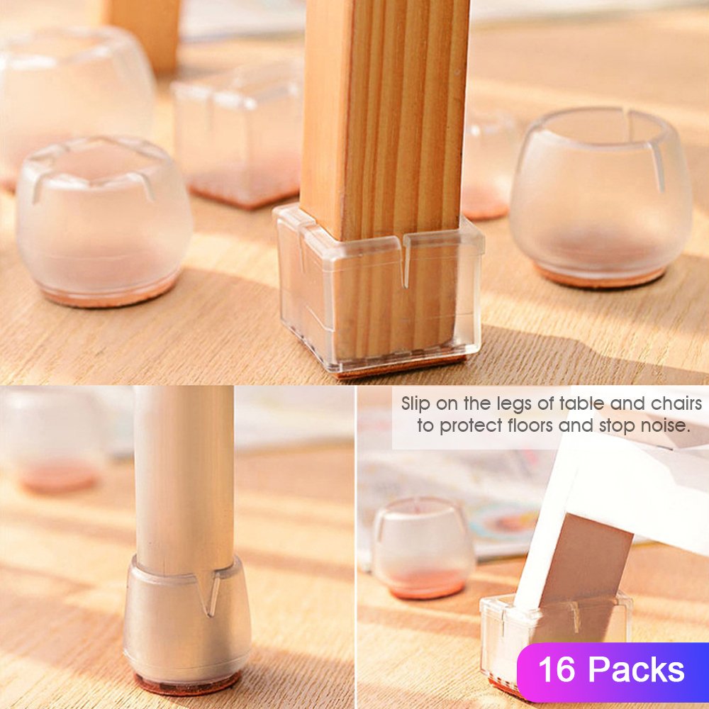 Chair Leg Caps,Mocofo Furniture Protective Leg Tips Wood Floor Protectors,Silicone Caps with Felt Pads,Chair & Table Feet Glides Fit Round Diameter From 1\