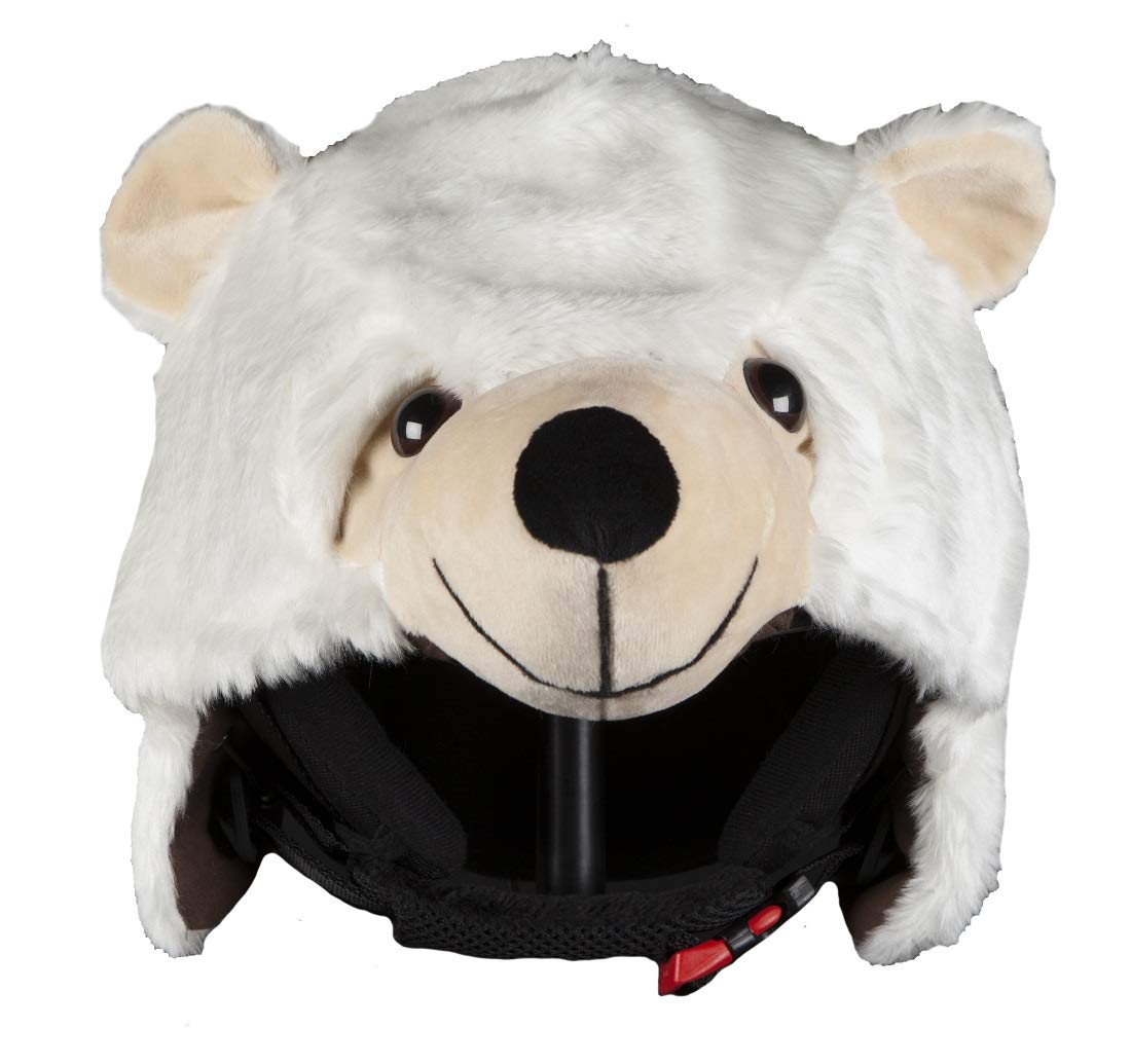 Hoxyheads Polarbär Polar Bear Ski Helmet Cover for Kids, Skier, One Size, White, Plastic, Polyester
