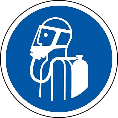 ISO Sicherheitsaufkleber Sign - Internationale Nutzung umluftunabhängigem Atemgerät Symbol - Selbstklebende Aufkleber 100mm D