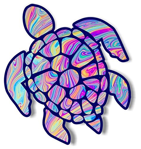 vinyl junkie graphics 3 inch Sea Turtle Sticker for Laptops CupsTumblers Cars and Trucks any smooth surface (tye dye)