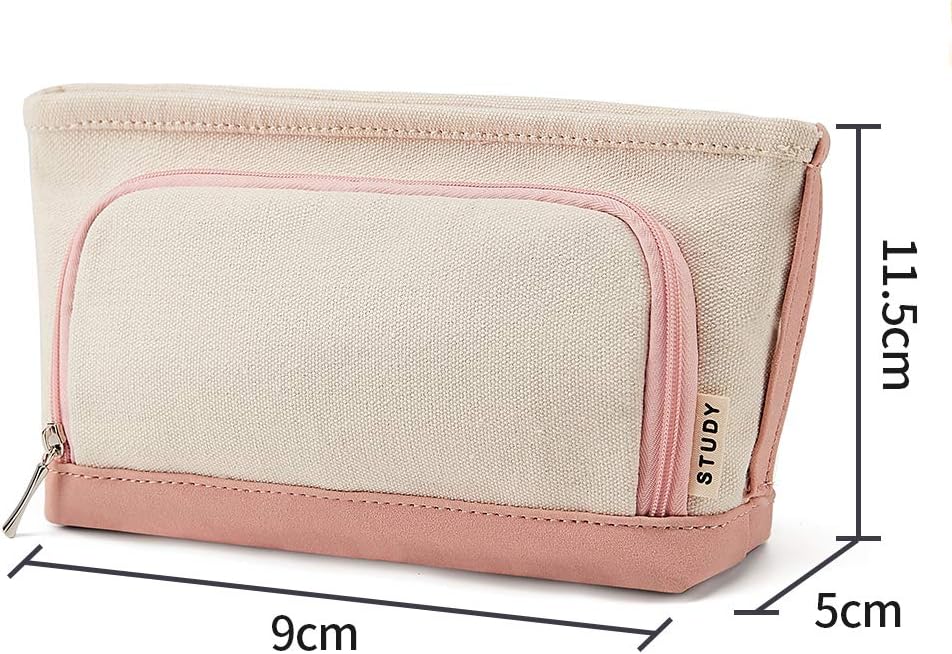 KALIDI Corduroy Pencil Case Large Pen Bag Stationery Storage School Office Organizer with Hand Strap and 2 Compartment - Image 3