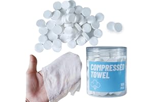 HI FINE CARE Compressed Towels, Compressed Cotton Coin Tissue Towel, Compressed Towels for Camping, Disposable Face Compressed Towels, Camping Towels Compressed Towel Tablet,Camping, Sports,100 PCS (8in×8in)
