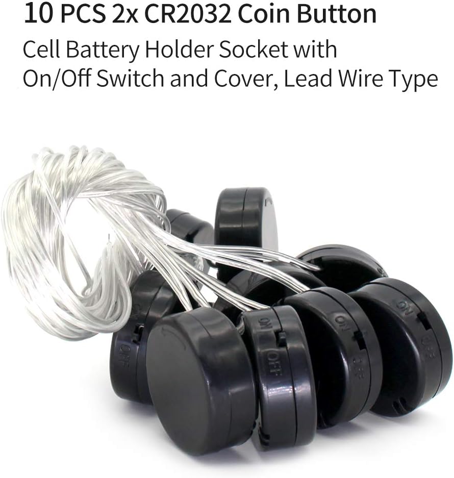 10 of Pack CR2032 Coin Button Battery Holder Socket Plastic Cell Round