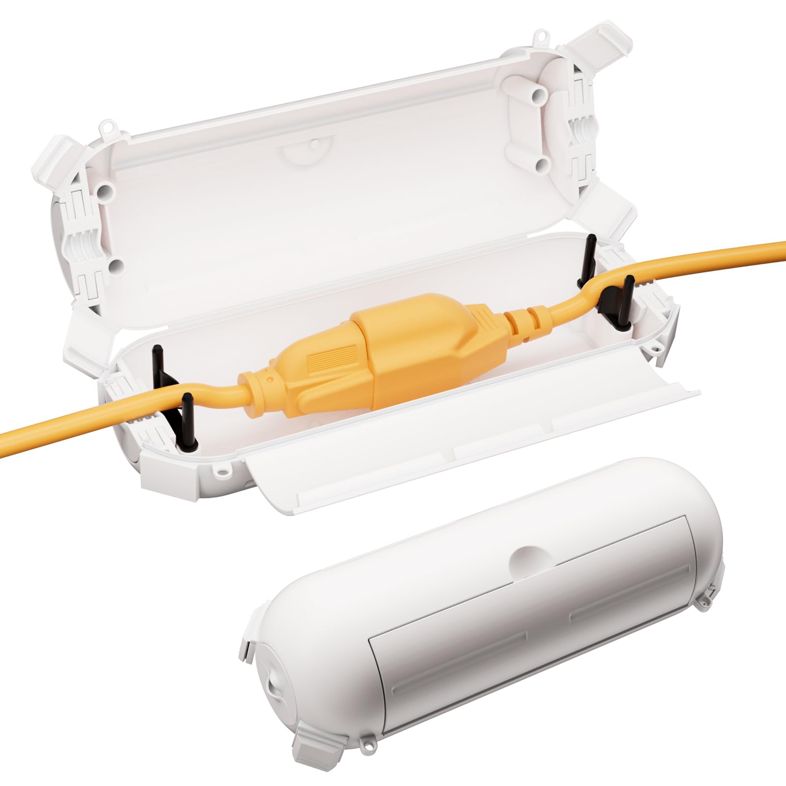 Photo 1 of 2 Pack of RESTMO Compact Outdoor Extension Cord Cover, IP44 Waterproof Box and Safety Housing Case, Ideal to Protect Outdoor Plugs, Electrical Connections, Holiday Decoration Lights, Size Small, White