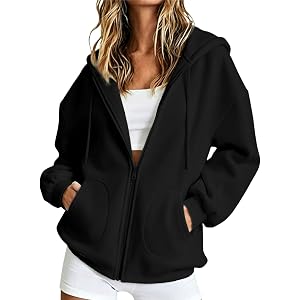 LAMIEN Zip Up Hoodie Women Oversized 2026 Zip Up Y2K Hoodies Casual Long Sleeve Sweatshirts Fall Spring Track Jackets
