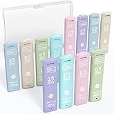 Four Candies 0.5/0.7mm Lead Refills in Case, Pack of 720 PCS Black HB #2 Break Resistant Mechanical Pencil Refills, 12 Tubes 