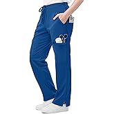 NY Threads Scrub Pants for Women Relaxed Fit, Mid Rise 5 Pockets Drawstring Womens Scrub Pants, 31 Inch Inseam
