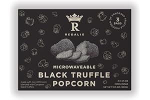 Regalis Microwavable Black Truffle Popcorn, Non-GMO Kernels, Real Black European Truffle, 3 Bags