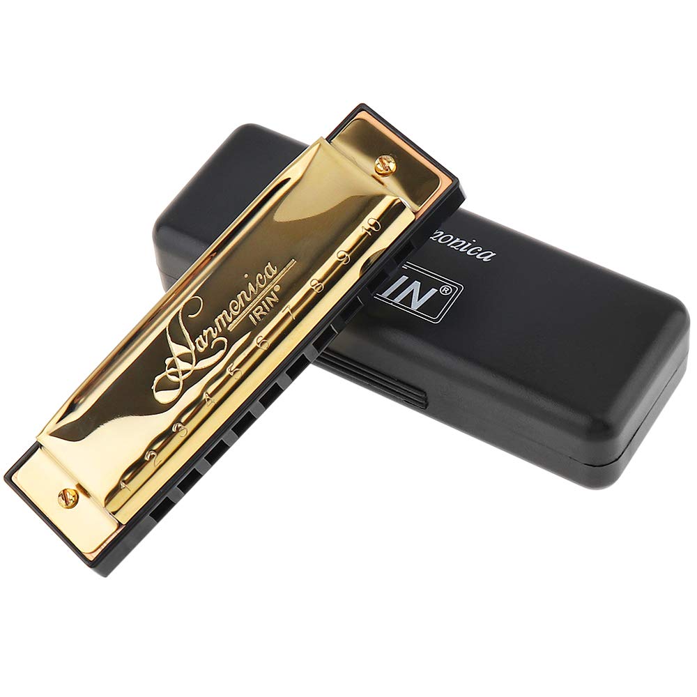 OriGlam Blues Harmonica Key of C, 10 Hole 20 Tones Diatonic Harmonica C with Case for Beginner, Students, Kids Gift