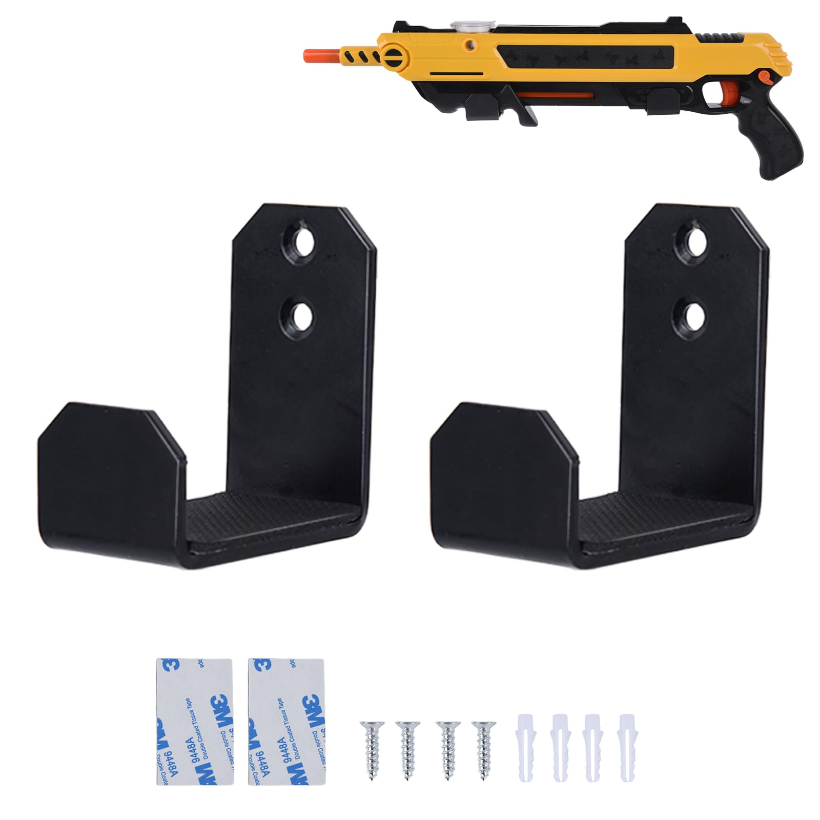 Photo 1 of Bug & Insect Salt Gun Wall Mount, Horizontal Metal Racks, Custom Made to Fit Bug Salt Gun 2.0, 2.5, and 3.0, Installation Kit Included, Pack of 2, Salt Gun Sold Separately, Black, WR002
