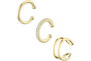 SEVENWELL 14K Gold Ear Cuff No Piercing Adjustable Cartilage Earrings 925 Sterling Silver Ear Clip Fake Earrings