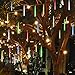 Adecorty Christmas Lights Outdoor Tree Cascading Icicle Lights 12 inch 8 Tubes Shooting Star Waterfall Meteor Shower Falling Rain Lights for Holiday Decorations Wedding Party New Year (Multi Color)