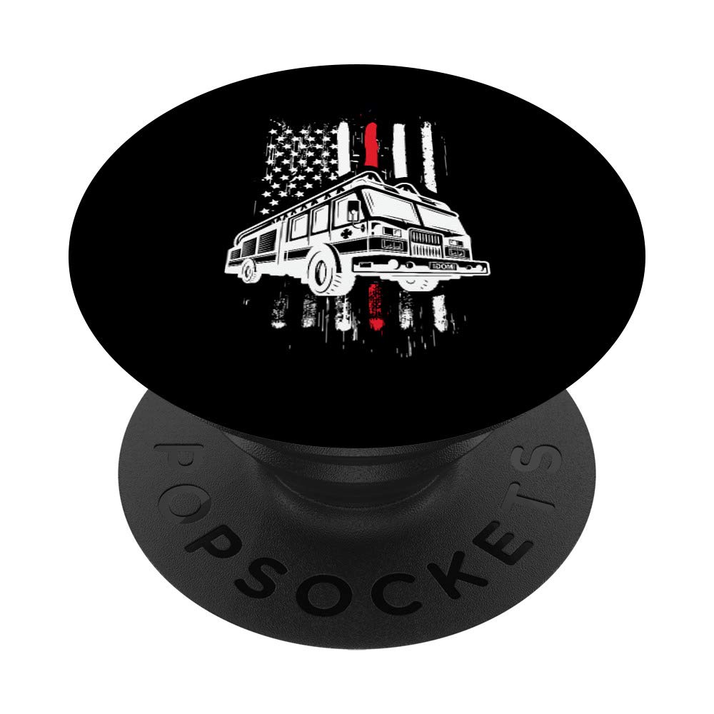 Fireman American Flag Thin Red Line Firefighter Gift PopSockets PopGrip: Swappable Grip for Phones & Tablets