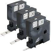 3-Pack Replace for DYMO Rhino 18051 18053 18055 (1/4", 3/8", 1/2") | Compatible with Rhino Heat Shrink Labels Tube for DYMO Rhino 4200 5200 5000 Industrial Label Maker, Black on White, 4.9 Feet
