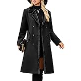 UMIPUBO Women's Winter Coats Warm Double Breasted Pea Coat Lapel Collar Trench Coat Long Thick Slim Fit Outwear