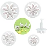 4 PCS Daisy Fondant Cutter Flower Cookie Cutters Chrysanthemum Plunger Cutters Cute Dessert Decorating Accessories DIY Summer Cookie Cutters Tools for Biscuits, Sugar Cubes, Chocolate Cake Decoration
