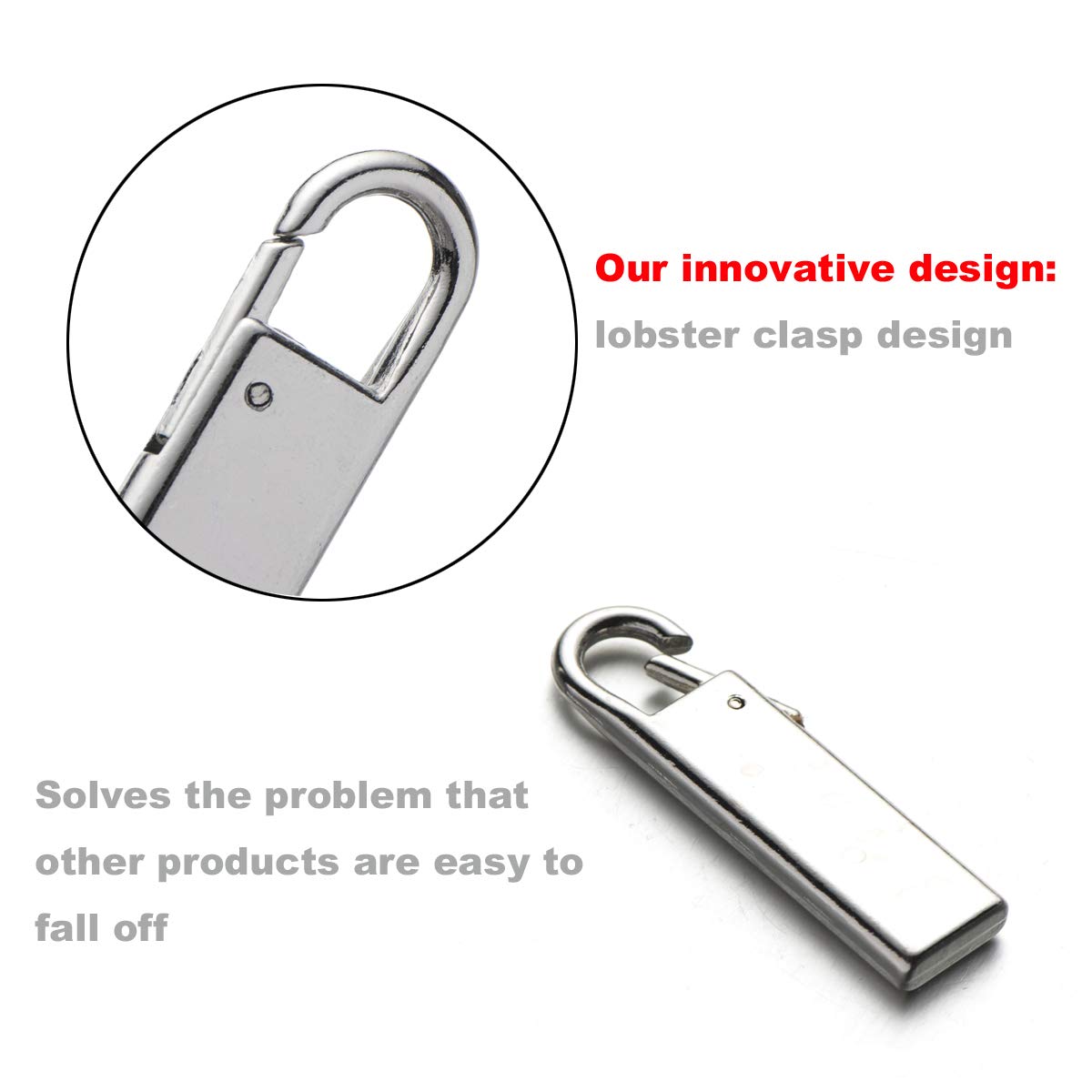 Zpsolution Zipper Pull Replacement Metal Zipper Handle Mend Fixer for Luggage Suitcases Bags