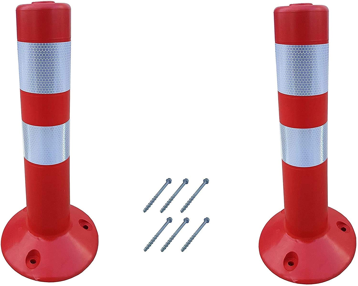 SNS SAFETY LTD Plastic Traffic Post with Reflective Collars, Made of Flexible Polyurethane, Red (Pack of 2, 45 cm)