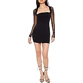 Forever 21 Womens Sheer Square-Neck Mini Dress