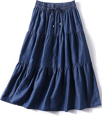 blue jean skirts elastic waist