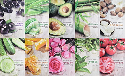 Nature Republic Real Nature Mask 10 Sheets for Skin Hydration (Cucumber)