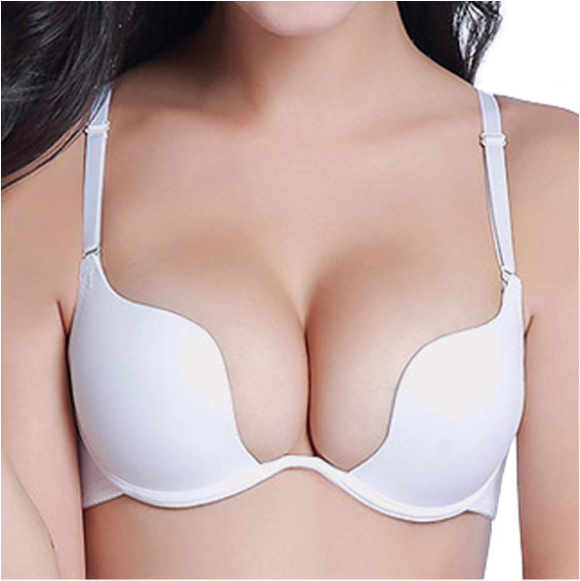 Women's Deep U Push Up Multi-Way Convertible Plunge Bra