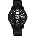 Versus Versace Mens Barbes Fashion Watch with Versus Branding. Adjustable Water-Proof Silicone Strap. Includes Travel Gift Pouch.