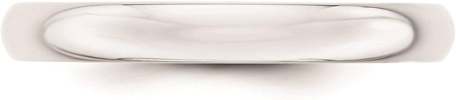 Full /& Half Sizes 14k White Gold 3mm Half Round Wedding Ring Band Size 4-14