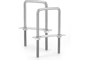 Sieqioor 2 Sets M10 Square U-Bolts, 304 Stainless Steel U-Bolts (M10 x 80mm x 200mm), with Nuts, Bolt Plates, for Trailer, Sailboat, Automotive & Industrial Use