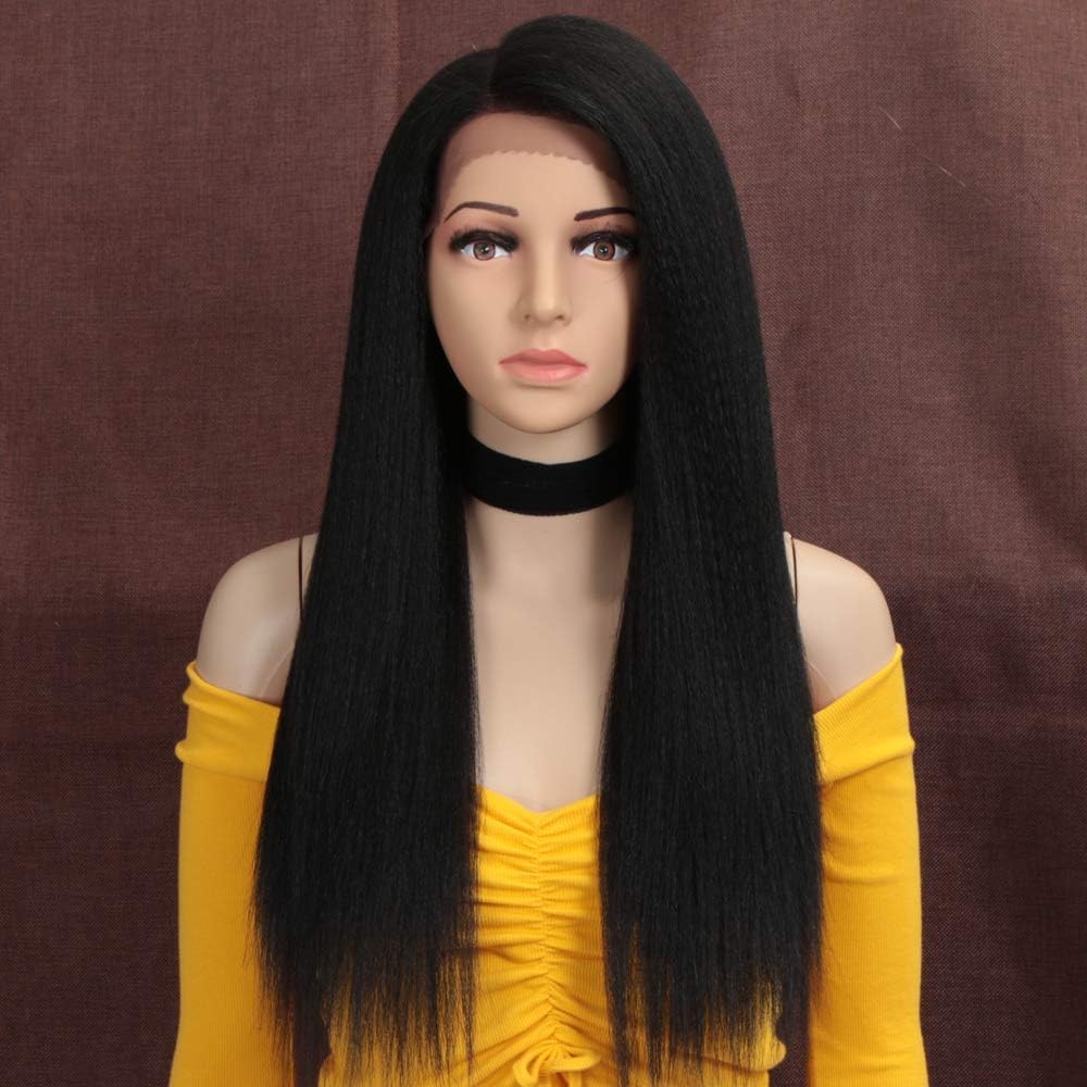 Style Icon Yaki Straight Lace Front Wig 24 Inches 13x4 Lace YAKI Straight Synthetic Hair Wig Free Part Wig For Women Heat Resistant Fiber - Image 5