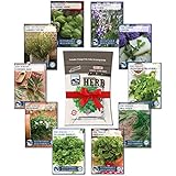 Sustainable Seed 10 Variety Culinary Herb Seed Collection - 100% NON GMO Heirloom Basil, Chives, Cilantro, Dill, Lavender, Oregano, Parsley, Rosemary, Sage, Thyme for Planting an Heirloom Herb Garden
