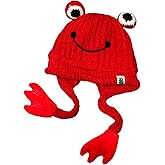Women's Cute Frog Hat Crochet Knitted Winter Ear Protective Beanie Hat Big Eye Outdoors Autumn Cap