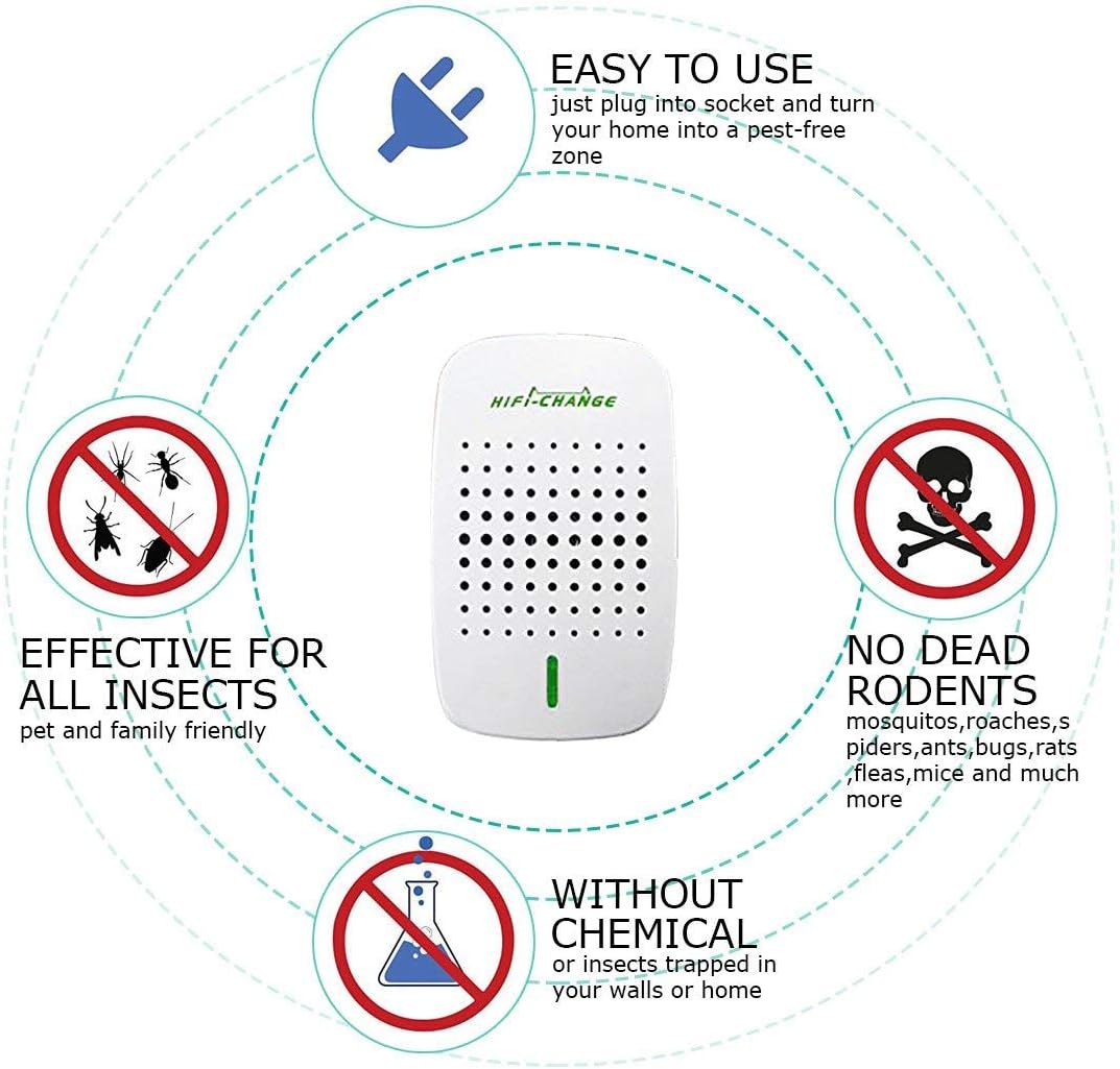 TBOOM Ultrasonic Pest Repeller, Electronic Plug In Insect Repellent, Indoor Pest Control Pestbye with Night Light for Cockroach, Rodents, Flies, Roaches, Ants, Spiders, Fleas, Mice (Green)