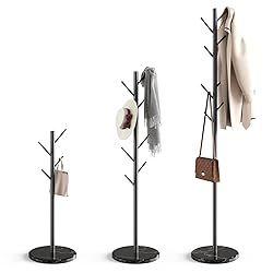HzTinT Coat Rack with Natural Marble Base, Metal