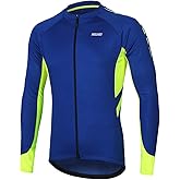ARSUXEO Men's Full Zipper Long Sleeves Cycling Jersey Bicycle BikingBike Shirt 6030