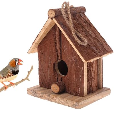 Tfwadmx Bird Feeder House for Outside Hanging, Wooden Birdhouse Garden Paint Bird Hut for Wren Chickadee Sparrow Hummingbird Finch Swallows Cedarand Throstle (Small)