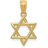 14k Yellow Gold Star of David Pendant Necklace with Openwork Design, Jewish Faith Symbol Jewelry for Men or Women, Religious Gold Charm for Identity, Spirituality, Tradition, and Heritage