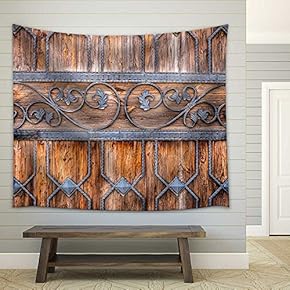 Carved Wooden Door Detail Texture - Fabric Wall Tapestry Home Decor - 51x60 inches