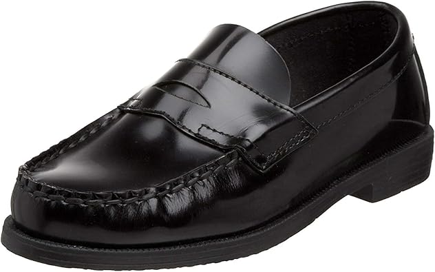 black white penny loafers