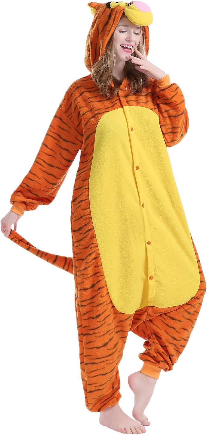 Sweetdresses Adult Unisex Animal Sleepsuit Kigurumi Cosplay Costume Pajamas (S, Tigger)