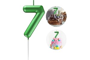 KANOO Green Number 7 Candle Happy Birthday 3D Number Candles for Birthday Cake Party Decoration Wedding Anniversary Celebration Supplies