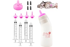 Xuanda Pet Feeding Nipple with Syringe, Soft Silicone Nursing Pet Feeding Bottle, Ventilation Valve Resistant Tearing for Puppies, Kittens, Rabbit, Small Wildlife (L Nipple,Pink)