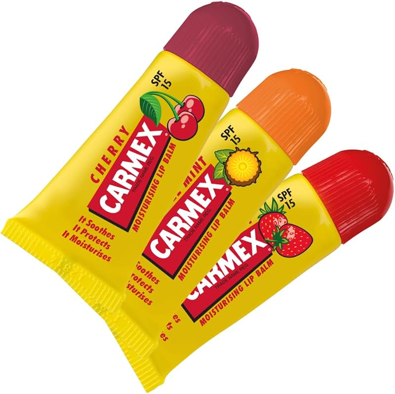 Carmex Minis Lip Balm Set Cherry Strawberry Pineapple SPF 15 Pack of 3