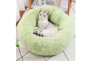 Geizire Washable Small Cat Bed, Donut Calming Round Soft Pet Bed, Fluffy Warm and Cozy Anti Anxiety Cuddler, Joint-Relief(for Puppy or Kitten up to 5lbs Only, Very Small)