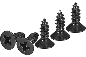 DTGN 100Pcs #6x3/8" Flat Head Wood Screws, 304 Stainless Steel Phillips Self Tapping Screws - Good for Woodworking, Furniture - Black