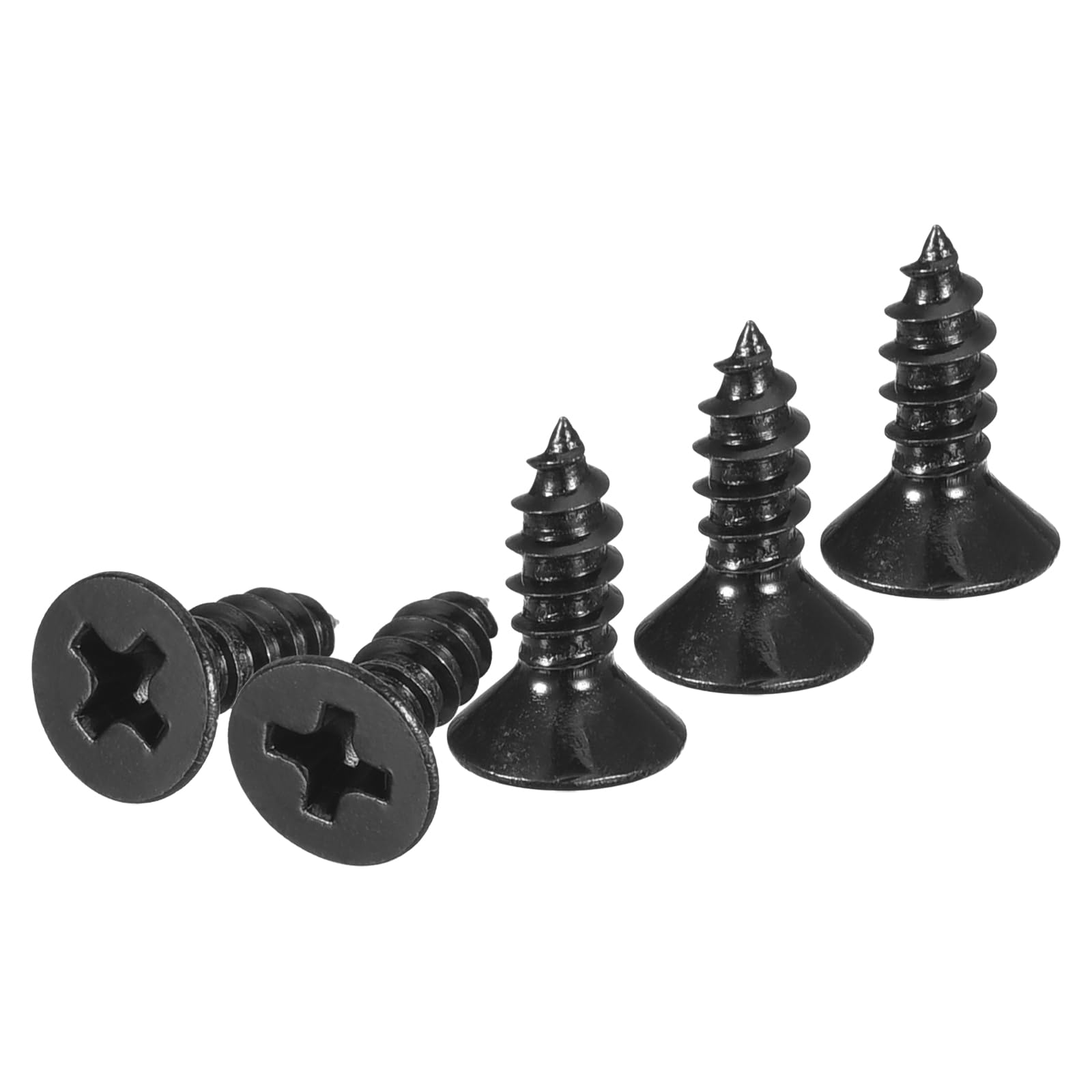 DTGN 100Pcs #6x3/8" Flat Head Wood Screws, 304 Stainless Steel Phillips Self Tapping Screws - Good for Woodworking, Furniture - Black
