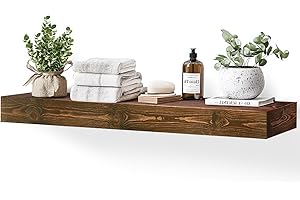 YLYHSST 48x3x7in Solid Wood Floating Shelf – Brown Rustic Wall Mounted Fireplace Mantel Shelf – Heavy Duty Decorative Fireplace Mantel for Living Room, Kitchen, Bathroom, Bedroom