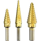 Neiko 10193A Titanium Step Drill Bit Set, High Speed Steel | 3-Piece Set | Total 28 Sizes