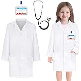 GIFTINBOX Doctor Costume for Kids Doctor Lab Coat for Kids Real Stethoscope, Halloween Doctor Lab Costumes for Kids age 3-12