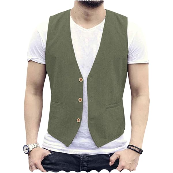 Lazutom Men's Summer Casual Cotton Linen Sleeveless Thin
